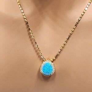 Natural Blue Opal Urn Pendant, VVS Diamond Urn Pendant to hold ashes, Ash holder